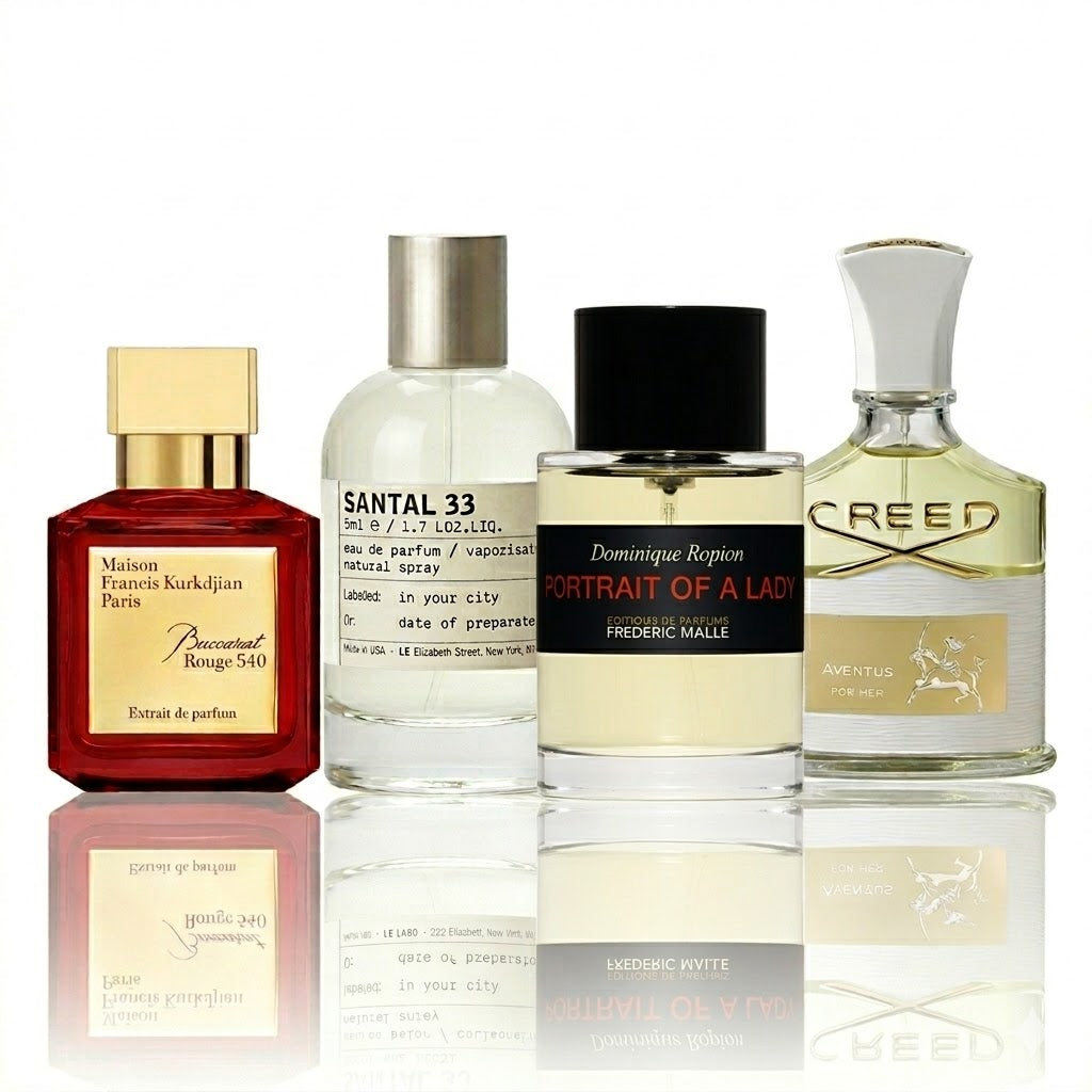 Zestaw 4 perfum | Baccarat Rouge 540, Santal 33, Portrait of e Lady, Aventus for Her